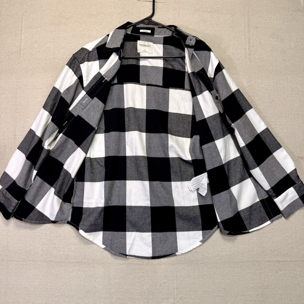Abercrombie & Fitch Women's Black And White Buffalo Check Flannel Plaid Soft - Picture 3 of 7